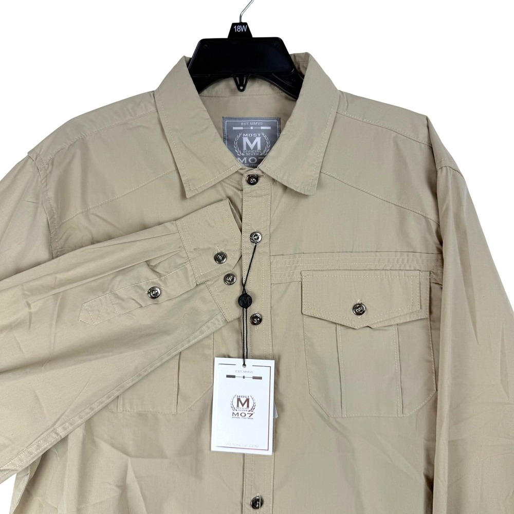 Most Official Seven Button Down Shirt Mens Large Khaki Utility Gorpcore Safari